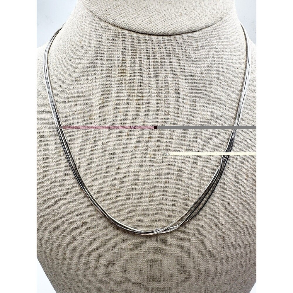 Multi Strand Italy 925 Sterling Silver Chain Necklace 20” Adjustable